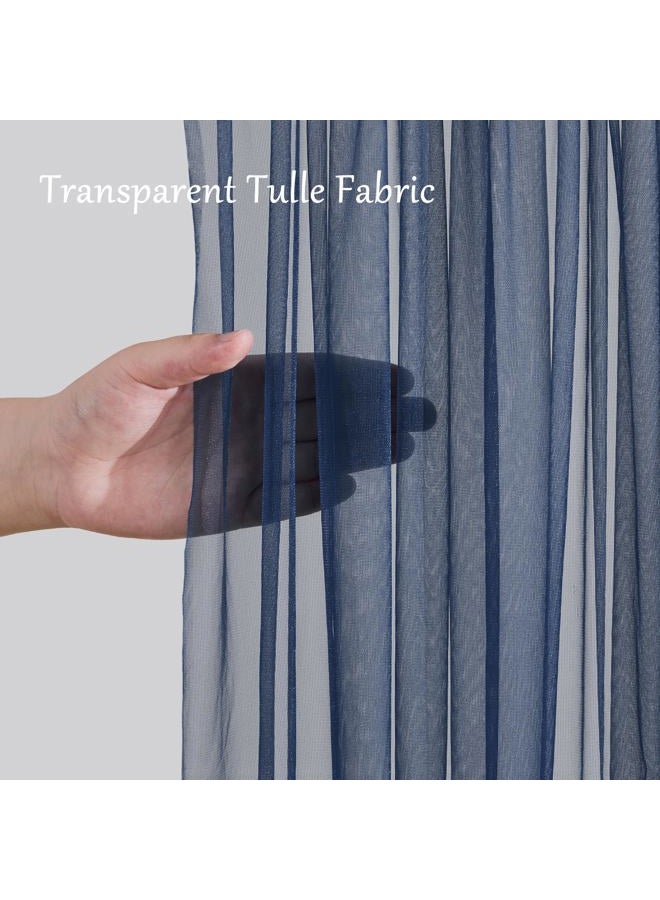PARTISKY 10ft X 10ft Navy Blue Tulle Backdrop Curtain for Parites, Sheer Backdrop Curtains Fabric Drapes for Wedding Ceremony Arch Party Stage Decorations - Image 2