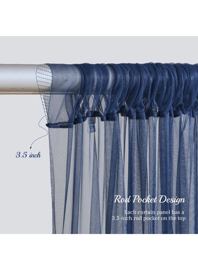 PARTISKY 10ft X 10ft Navy Blue Tulle Backdrop Curtain for Parites, Sheer Backdrop Curtains Fabric Drapes for Wedding Ceremony Arch Party Stage Decorations - Image 3