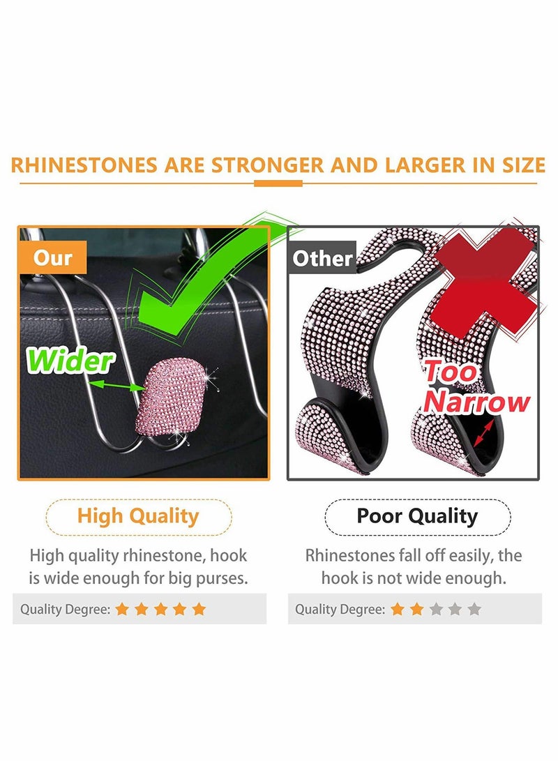 SOLARAE 2 Pack Car Headrest Hooks, Auto Backseat Metal Hanger Holder, Automotive Seat Back Organizer Storage for Purse, Handbag, Clothes, Umbrellas, Grocery Bags, Cute Car Accessories Interior (Pink) - Image 5