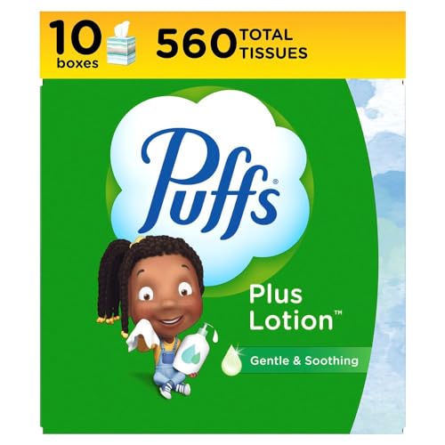 Puffs Plus Lotion Facial Tissues, 10 Cubes, 56 Tissues Per Box - Image 1