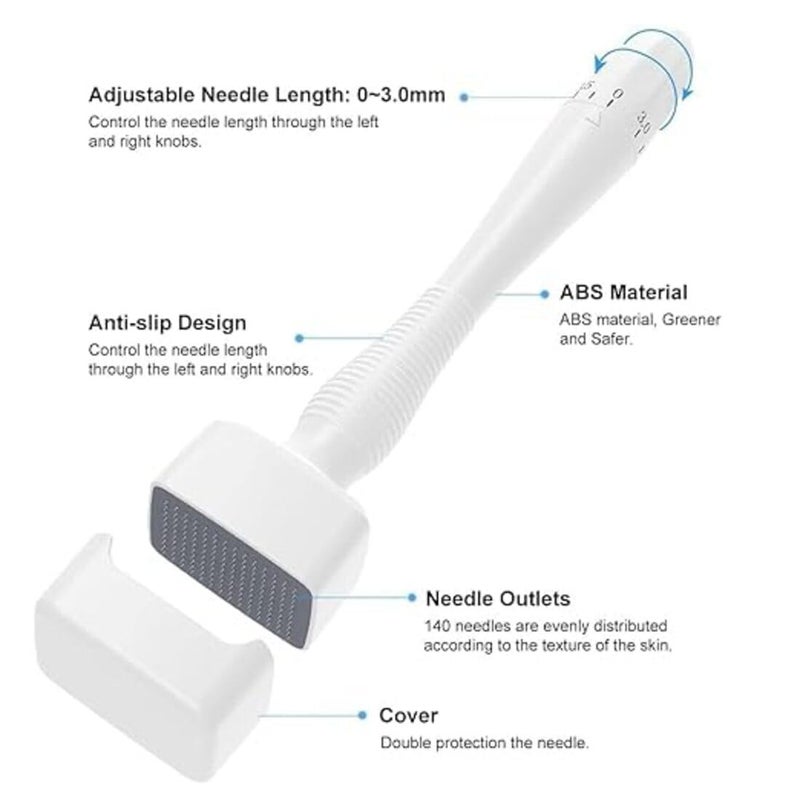 Effara Premium Derma Stamp Pro: Dermastamp with 140 Real Titanium Needles (0.25mm - 3.0mm Adjustable) - Includes Bonus 50ml Hypoallergenic Disinfectant Cleaning Spray - Image 5