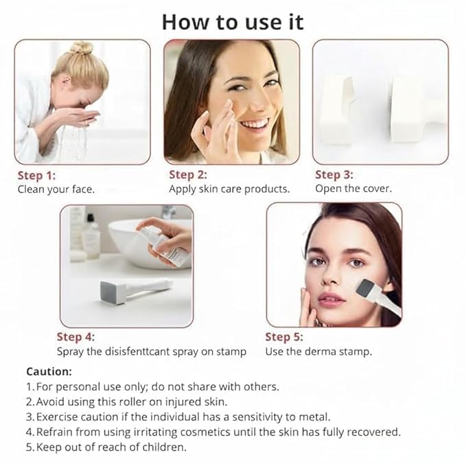Effara Premium Derma Stamp Pro: Dermastamp with 140 Real Titanium Needles (0.25mm - 3.0mm Adjustable) - Includes Bonus 50ml Hypoallergenic Disinfectant Cleaning Spray - Image 3