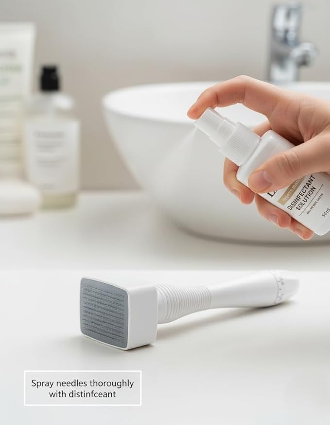 Effara Premium Derma Stamp Pro: Dermastamp with 140 Real Titanium Needles (0.25mm - 3.0mm Adjustable) - Includes Bonus 50ml Hypoallergenic Disinfectant Cleaning Spray - Image 2