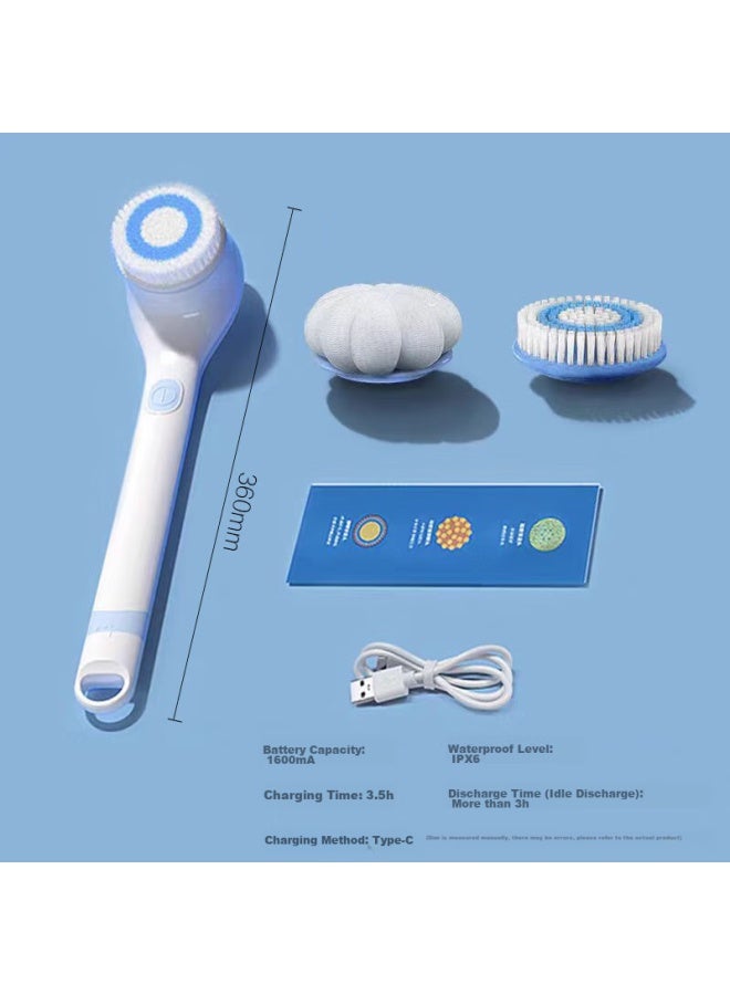 Pritech Electric Bath Brush, Back Scrubber, Bathing Tool, Shower Brush, Xz1 Blue, Qixi Valentine's Day Gift - Image 2