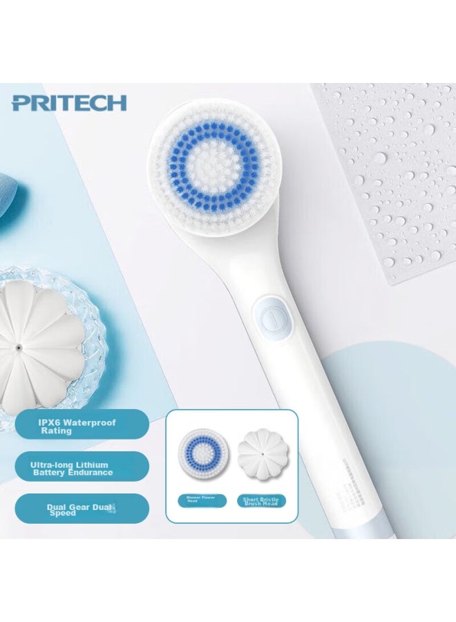 Pritech Electric Bath Brush, Back Scrubber, Bathing Tool, Shower Brush, Xz1 Blue, Qixi Valentine's Day Gift - Image 1
