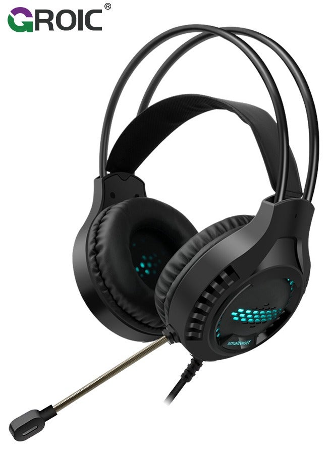 GROIC PC Headphones with Mic, RGB Headset, USB Headset with Microphone for PC, Laptop, Game Console, Virtual Surround Sound  - Image 1