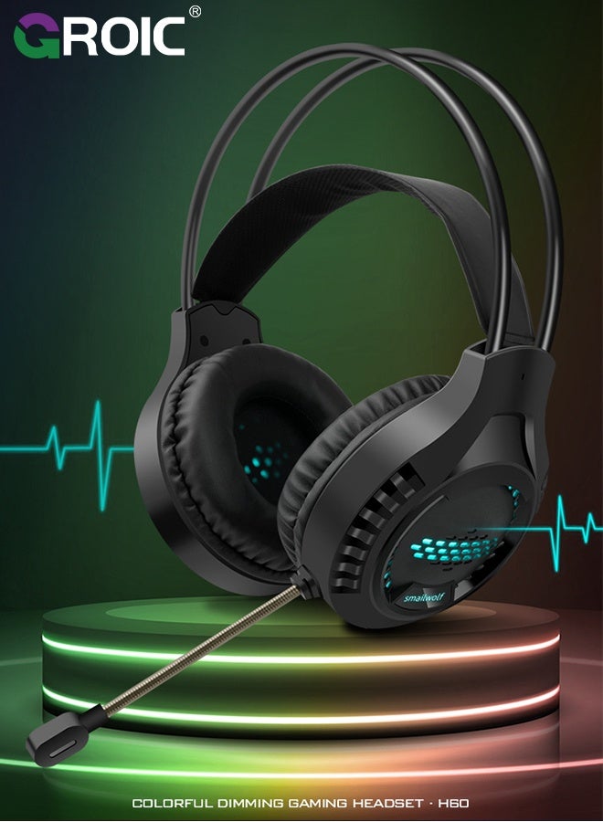 GROIC PC Headphones with Mic, RGB Headset, USB Headset with Microphone for PC, Laptop, Game Console, Virtual Surround Sound  - Image 2