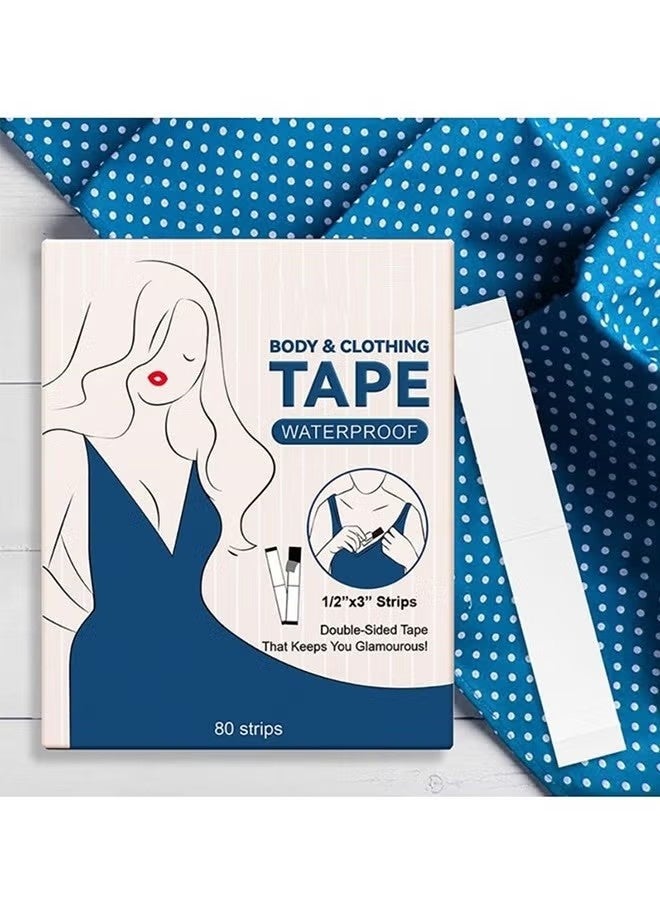 Elaimei 80 Strips Double Sided Body & Clothing Tapes, Fashion Tape for Clothes, Dispenser Disposable & Waterproof Tapes For Women Clothes to Skin Body Tape for Any Kinds of Clothes Ideal Tape to Hold Clothes in Place - Image 4