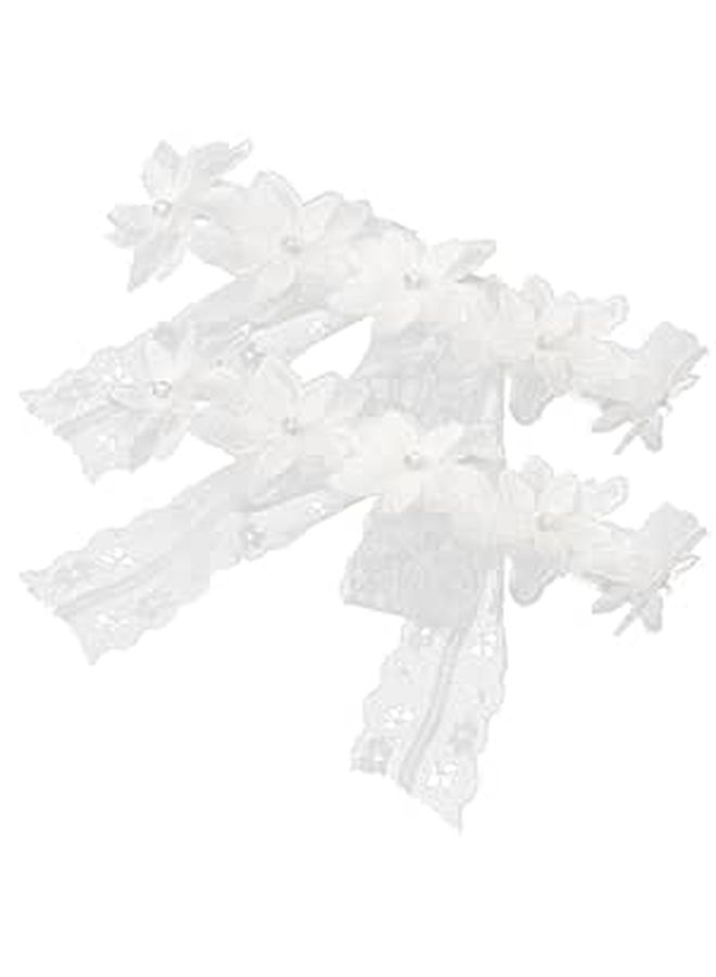 2Pcs White Metallic Thread Floral Headband For Newborn Baby Photo Props - Image 1