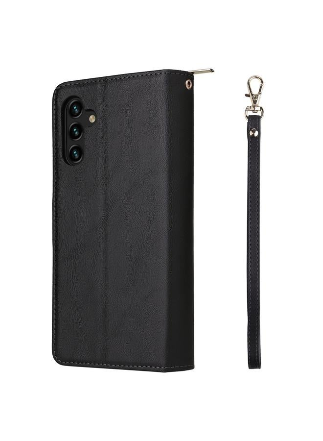 اس-توب جراب لهاتف Samsung Galaxy A13 5G مزود بـ 9 فتحات للبطاقات وحقيبة محفظة بسحاب وحافظة جلدية للهاتف - Image 3