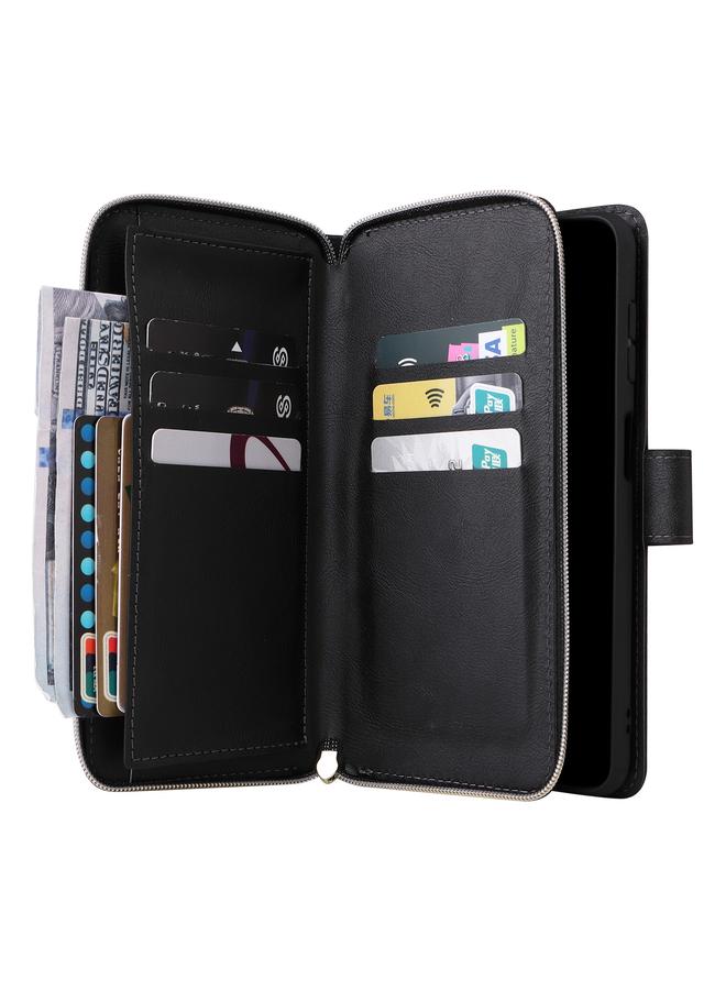 اس-توب جراب لهاتف Samsung Galaxy A13 5G مزود بـ 9 فتحات للبطاقات وحقيبة محفظة بسحاب وحافظة جلدية للهاتف - Image 5