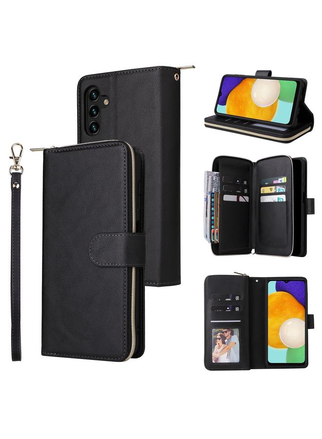 اس-توب جراب لهاتف Samsung Galaxy A13 5G مزود بـ 9 فتحات للبطاقات وحقيبة محفظة بسحاب وحافظة جلدية للهاتف - Image 1