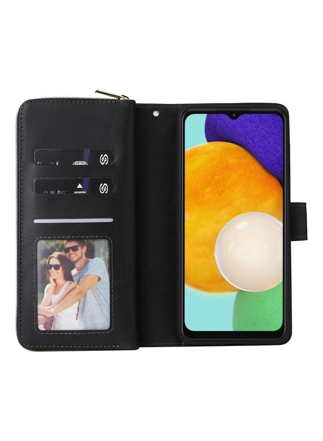 اس-توب جراب لهاتف Samsung Galaxy A13 5G مزود بـ 9 فتحات للبطاقات وحقيبة محفظة بسحاب وحافظة جلدية للهاتف - Image 4