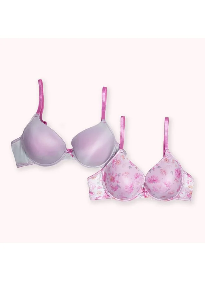 Aadaraya Set of 2 - Aadaraya Assorted Plunge Bra with Hook and Eye Closure