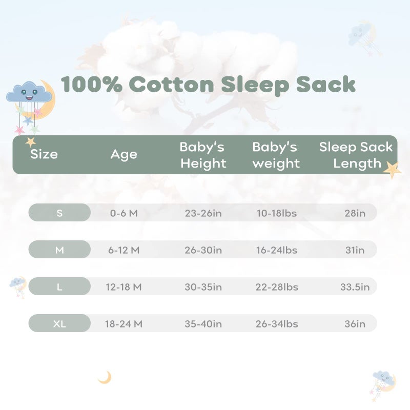 يووفوس Yoofoss Baby Sleep Sack 6-12 Months Wearable Blanket for Babies 100% Cotton 2-Way Zipper TOG 0.5 Toddler Sleeping Sack 3 Pack, Soft Lightweight Sleep Sacks - Image 5