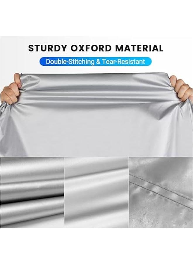 Arabest - Universal Heavy Duty Oxford Fabric Motorcycle Cover 3 Night Reflectors Windproof Buckles Lock-Hole Waterproof Rain Dust Sun Outdoor Protection Silver Carrying Bag 96.5 inch - Image 1