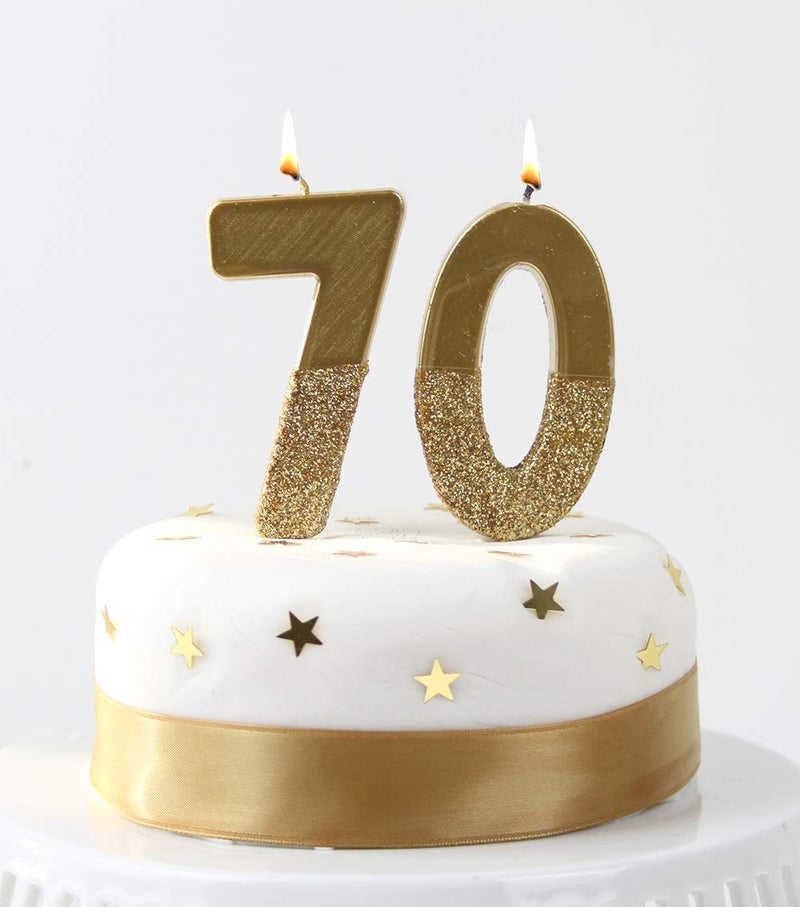Talking Tables Gold Glitter Number 7 Candle-Premium Quality Cake Topper Decoration Pretty, Sparkly For Kids, Adults, 7th, 70th Birthday Party, Anniversary, Milestone, Height 8cm, 3" - Image 4