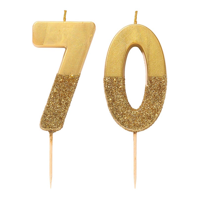Talking Tables Gold Glitter Number 7 Candle-Premium Quality Cake Topper Decoration Pretty, Sparkly For Kids, Adults, 7th, 70th Birthday Party, Anniversary, Milestone, Height 8cm, 3" - Image 3