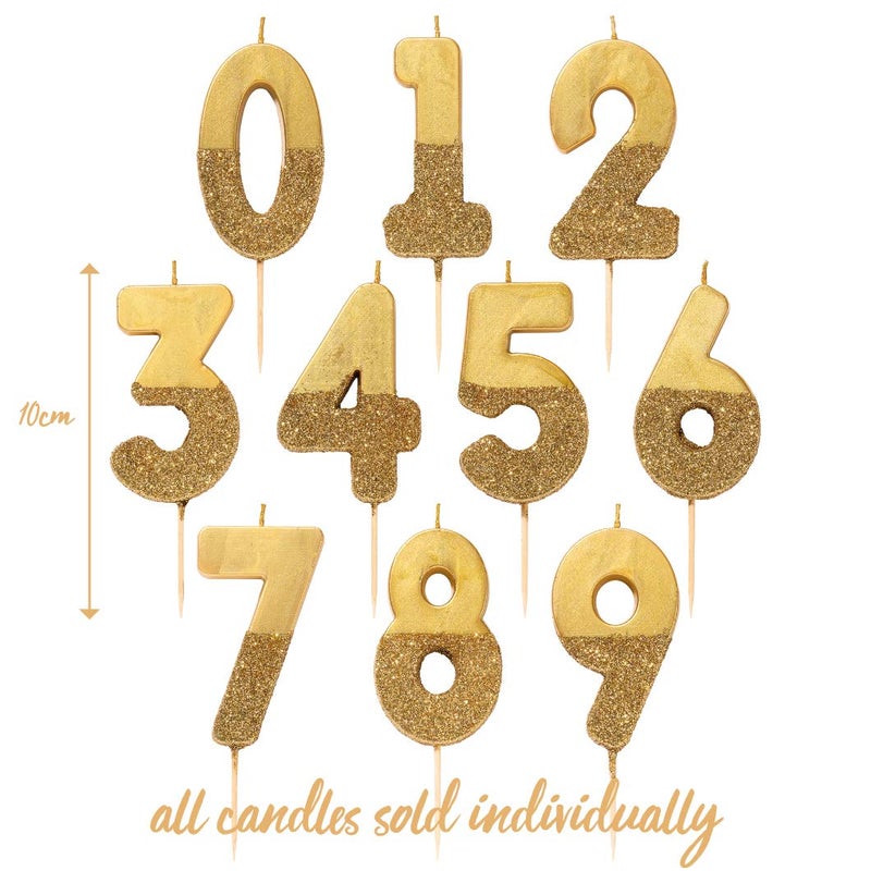 Talking Tables Gold Glitter Number 7 Candle-Premium Quality Cake Topper Decoration Pretty, Sparkly For Kids, Adults, 7th, 70th Birthday Party, Anniversary, Milestone, Height 8cm, 3" - Image 5