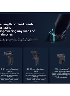 Xiaomi Xiaomi Hair Clipper, Professional Hair Clippers for Men with 14 Length Comb Settings and 5 Styling Precision Length Settings, Titanium-Plated Ceramic  Head, Cordless Hair Clippers for Men/Kids  - Image 4