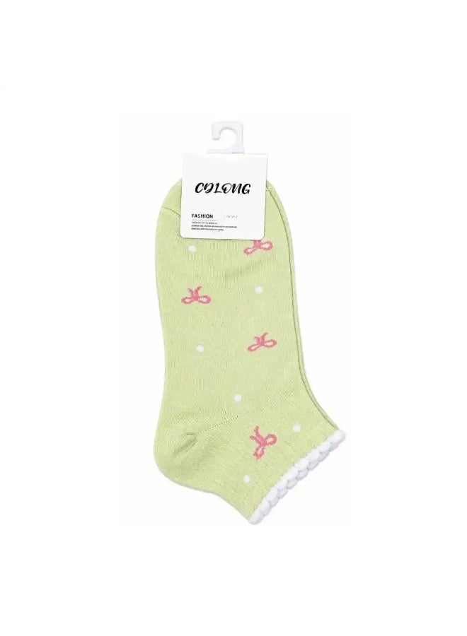 CDLONG Womenâ€™s Ankle Socks â€“ Light Green â€“ 1 Pair