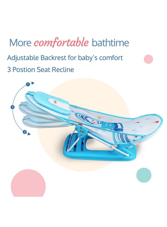 Luvlap كرسي استحمام للأطفال حديثي الولادة من Happy Wheels بعمر 0 6 أشهر، كرسي استحمام للأطفال بـ 3 أوضاع، قابل للتعديل، قابل للغسل، مقعد كبير من الشبكة الناعمة (متعدد الألوان) - Image 4