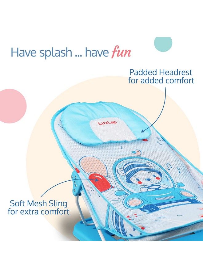 Luvlap كرسي استحمام للأطفال حديثي الولادة من Happy Wheels بعمر 0 6 أشهر، كرسي استحمام للأطفال بـ 3 أوضاع، قابل للتعديل، قابل للغسل، مقعد كبير من الشبكة الناعمة (متعدد الألوان) - Image 5