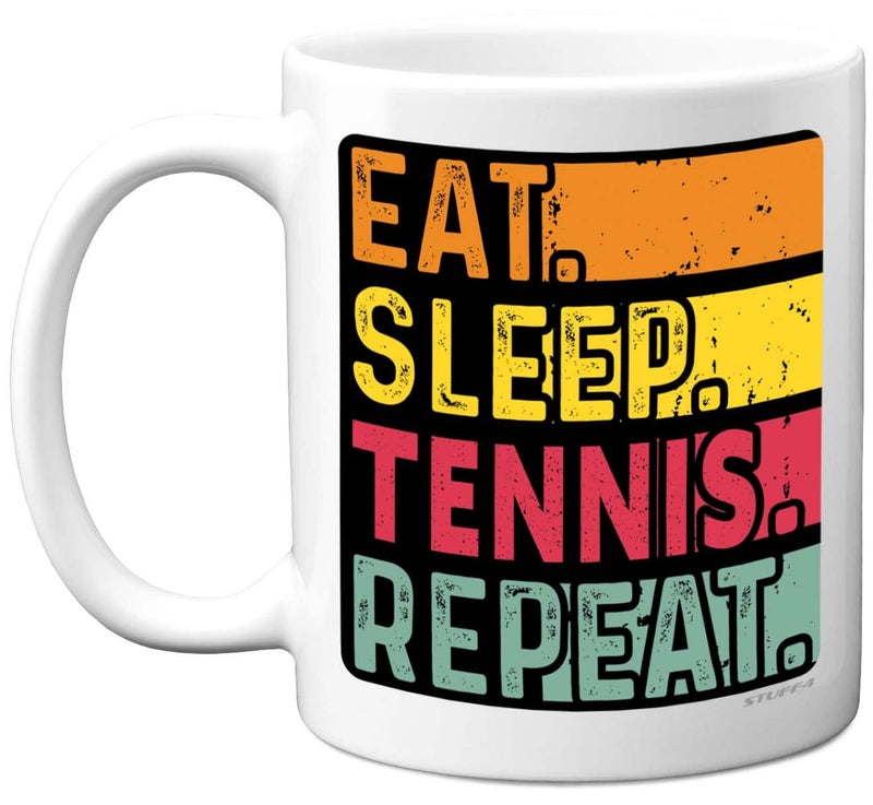 Birthday Mug Gifts for Men Women Him Her  Eat Sleep Tennis Repeat  Funny Happy Birthday Present Gift for Player Sport Lovers 11oz Ceramic Dishwasher Safe Premium Mugs