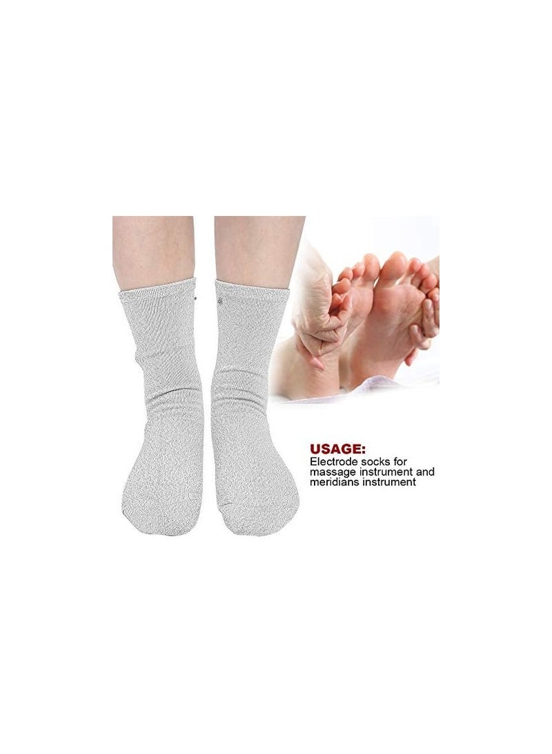 Silver Conductive Massage Socks for TENS/EMS Machines - Stimulate Blood Circulation, Relieve Foot Nerve and Joint Pain, Ideal for Sports Injuries and Household Use (1 Pair) - Image 2