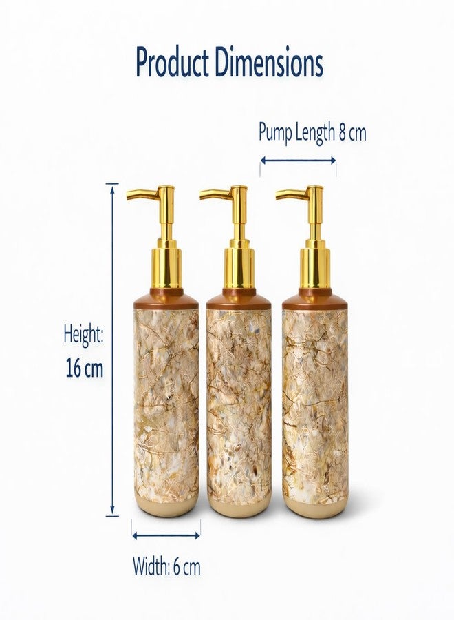 LAGET® 300ml Soap Dispenser for Wash Basin - Marble Golden Print | Kitchen and Bathroom Accessories Items | Refillable Handwash Dispenser Bottle- Set of 3 (Brown) - Image 2