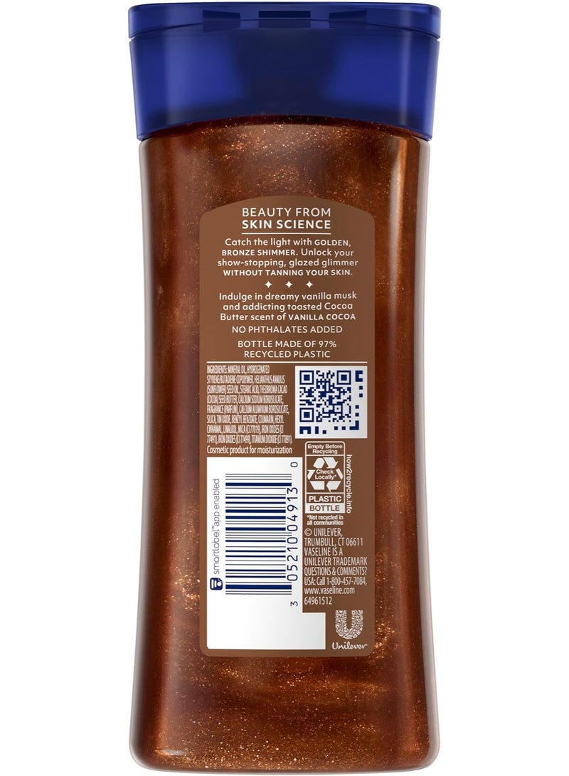 Vaseline Glazed & Glisten Golden Hour Body Gel Oil 200ml – Vanilla Cocoa Glow Shimmering Body Oil with Cocoa Butter - Image 3