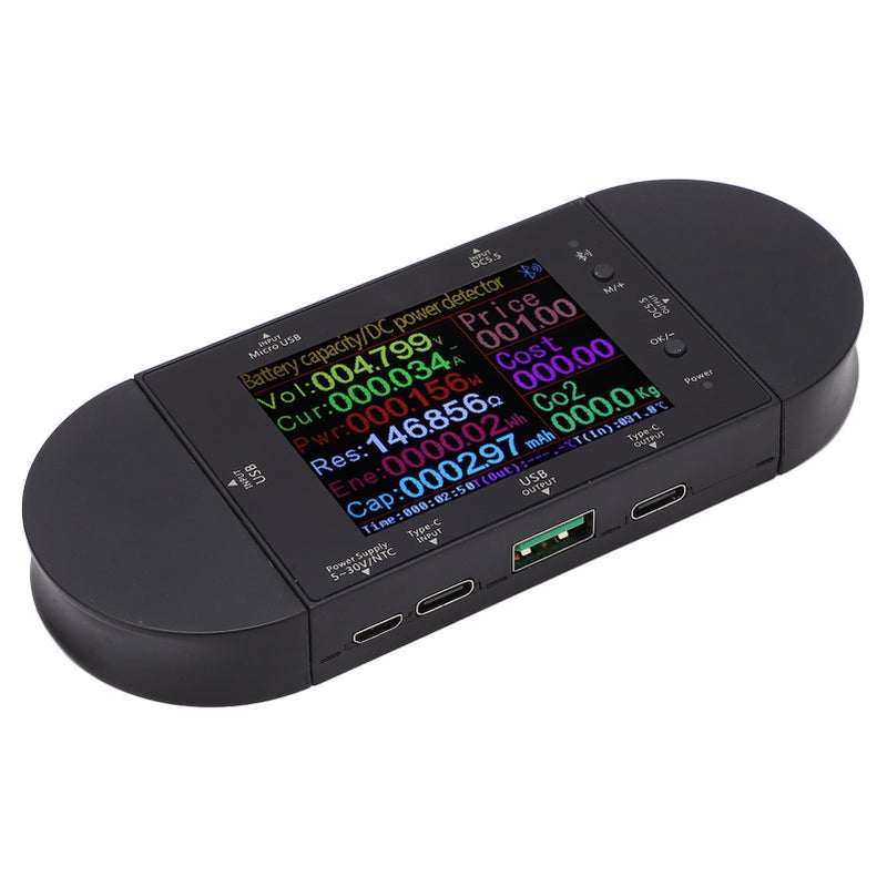 مقياس USB: شاشة TFT عالية الوضوح بحجم 2.4 بوصة، كشف شامل، مقياس طاقة Type C و USB - إعدادات أمان قابلة للتخصيص، كاشف بروتوكول الشحن السريع للأجهزة المحمولة ومصادر الطاقة التيار المستمر - Image 4