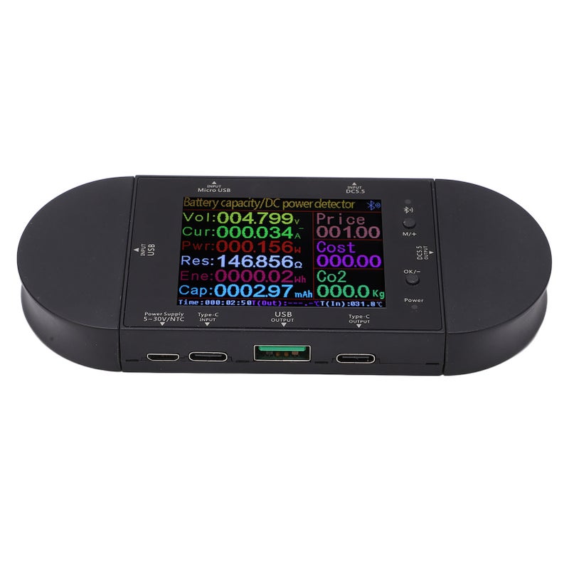 مقياس USB: شاشة TFT عالية الوضوح بحجم 2.4 بوصة، كشف شامل، مقياس طاقة Type C و USB - إعدادات أمان قابلة للتخصيص، كاشف بروتوكول الشحن السريع للأجهزة المحمولة ومصادر الطاقة التيار المستمر - Image 2