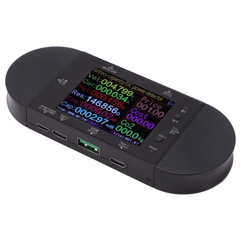 مقياس USB: شاشة TFT عالية الوضوح بحجم 2.4 بوصة، كشف شامل، مقياس طاقة Type C و USB - إعدادات أمان قابلة للتخصيص، كاشف بروتوكول الشحن السريع للأجهزة المحمولة ومصادر الطاقة التيار المستمر - Image 5