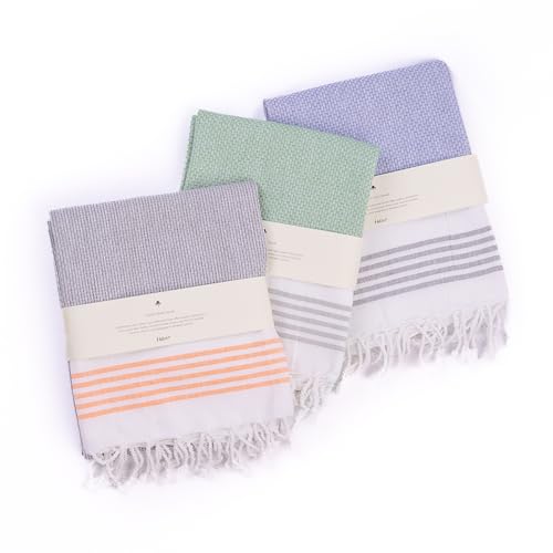 Haber Premium Light Weight 100% Cotton Bath Towel with Unique Micro Waffle Texture for Active Feel, Quick Absorption and Faster Drying Towel (Pack of 3, Blue, Crimson and Green) - Image 1