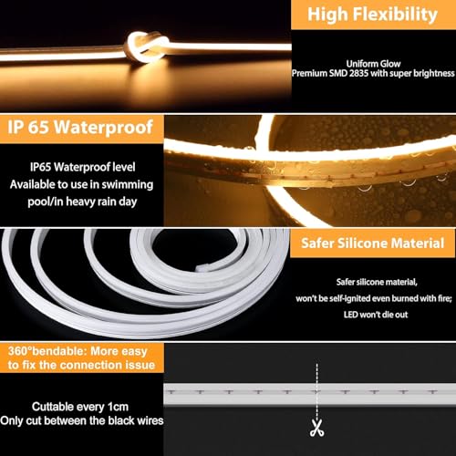 Errol 5 Meter neon Light Strip | Waterproof led Strip Lights, Flexible neon Lights for Decoration | neon Strip Light for Customized Name | Rope Light for Indoor, Outdoor (Warmwhite) - Image 5
