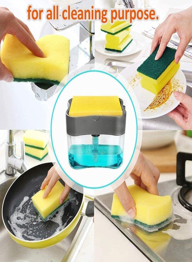 Pass Pass PassPass Kitchen Soap Dispenser with Sponge Holder | 2-in-1 Dish Soap Dispenser Pump & Sink Caddy | Refillable 13 oz Container with Free Sponge (Dark Grey) - Image 5