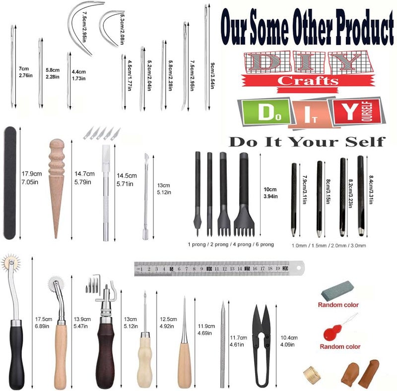 DIY Crafts Leather Sewing Kit, Leather Working Tools Supplies, Leather Working Kit Large-Eye Stitching Needles, Waxed Thread, Leather Sewing Tools for Leather Craft Leather Upholstery Repair Kit (2) - Image 5