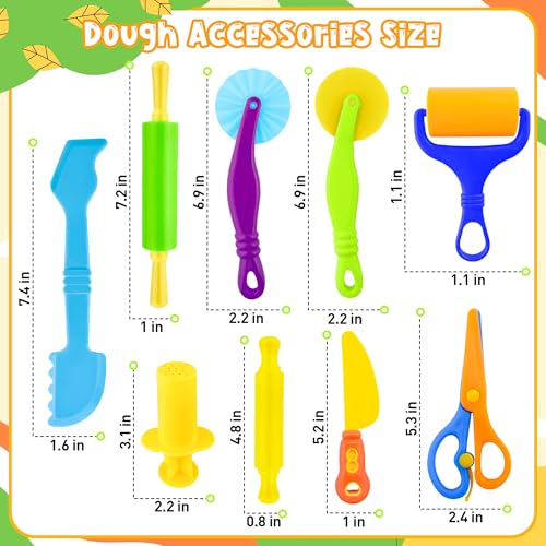 iShyan Dough Tools Play Set for Kids46 pcs Basic Dough Play Toys Includes Cutters Roller Rolling Pins Safety Scissors Plastic Knife Character Accessories - Image 5