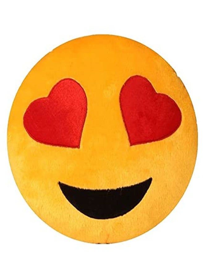 PICKKART PriMaryHome Cute Plush Smiley Round Face Pillow gift for Husband/ Wife/ Boyfriend/ Girlfriend/ Friends/ Love One - Soft Round Shaped Polyester Decorative Throw Giving Pillow (Yellow) - Image 1