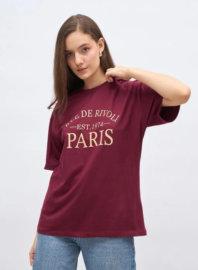 Styli Styli Slogan Print Oversized T-Shirt with Dropped Shoulder