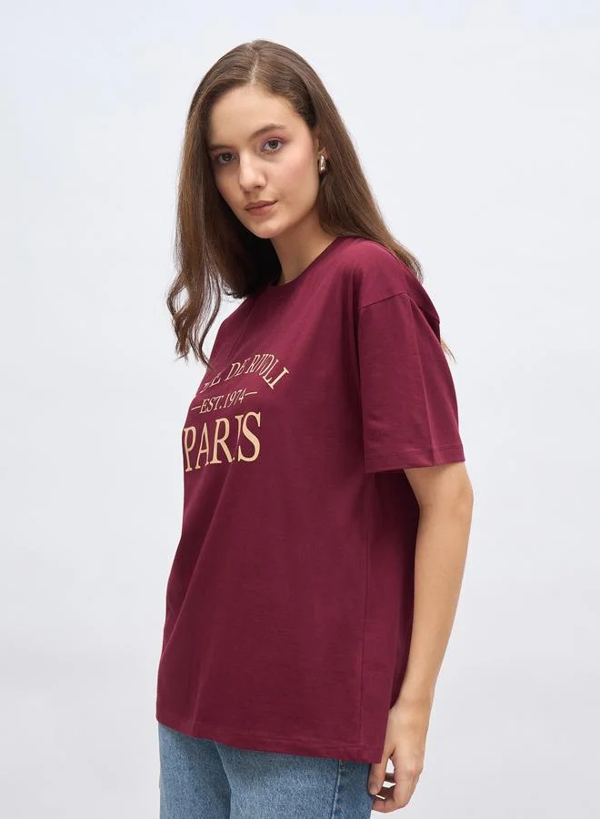 Styli Styli Slogan Print Oversized T-Shirt with Dropped Shoulder