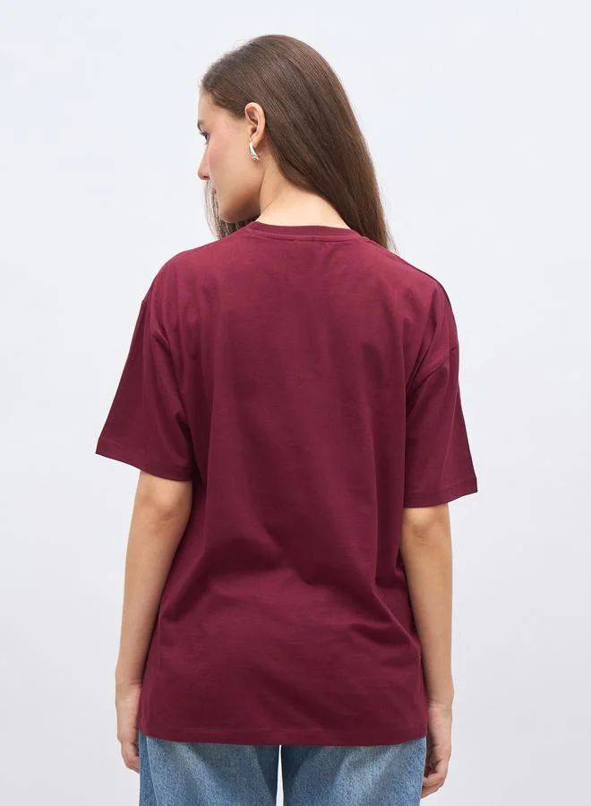 Styli Styli Slogan Print Oversized T-Shirt with Dropped Shoulder