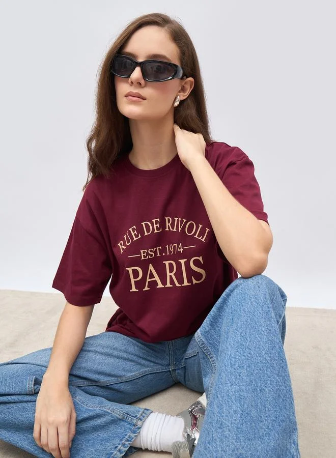 Styli Styli Slogan Print Oversized T-Shirt with Dropped Shoulder