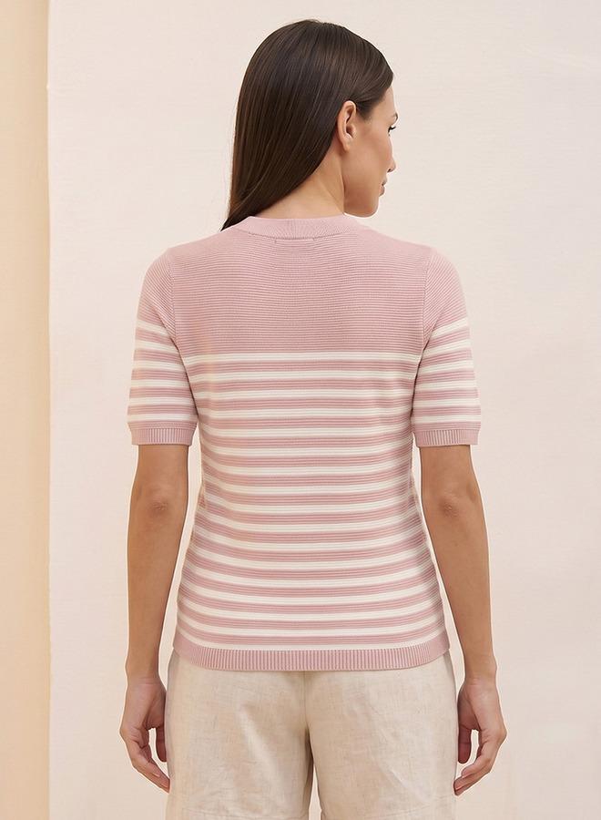Splash FAV Basic Ottoman Striped Crew Neck Sweater - Image 4