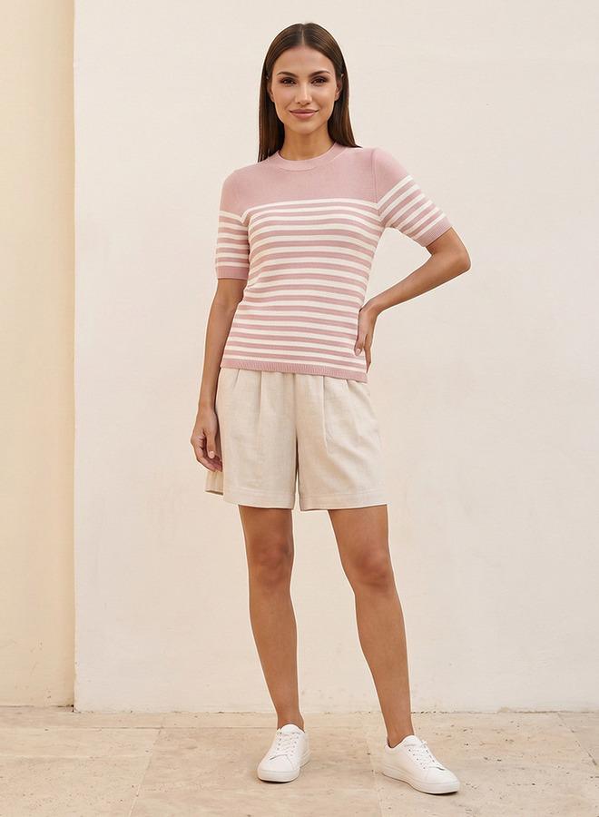 Splash FAV Basic Ottoman Striped Crew Neck Sweater - Image 3