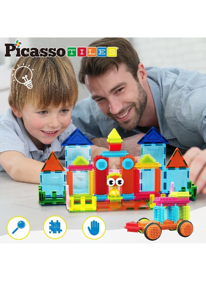 PicassoTiles أطقم بلاط بيكاسو المغناطيسي مع مجموعة كتل بناء القنفذ 75 قطعة | بلاط مغناطيسي | كتل بناء | مجموعة ألعاب تعليمية | مجموعة بناء لتطوير عقل الطفل - Image 4