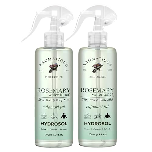 Aromatique Rosemary Water Hair Spray Pack of 2 (200ml Each) | Pure Natural Hydrosol Hair Mist for Scalp Care and Refreshing Hair Toner | Lightweight Daily Use for All Hair Types Men and Women - Image 1