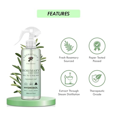 Aromatique Rosemary Water Hair Spray Pack of 2 (200ml Each) | Pure Natural Hydrosol Hair Mist for Scalp Care and Refreshing Hair Toner | Lightweight Daily Use for All Hair Types Men and Women - Image 4