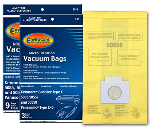 EnviroCare Replacement Vacuum Bags for Kenmore Canister Type C or Q 50555 50558 50557 and Panasonic Type C5 12 pack
